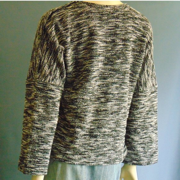 Madewell Black White Shoulder Buttons Dropped Shoulder Sweater Sm - Picture 7 of 8